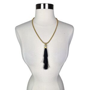 Rachel Zoe Gracie Matte Gold Silk Tassel Necklace - 20”
